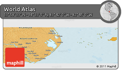 Political Panoramic Map of the Area around 14° 15' 49" N, 83° 13' 29" W