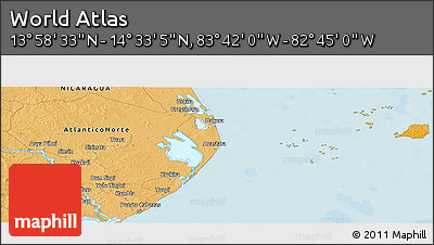 Political Panoramic Map of the Area around 14° 15' 49" N, 83° 13' 29" W