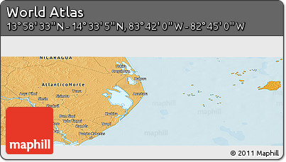 Political Panoramic Map of the Area around 14° 15' 49" N, 83° 13' 29" W