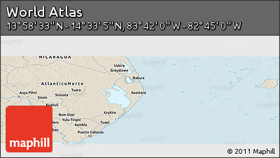 Shaded Relief Panoramic Map of the Area around 14° 15' 49" N, 83° 13' 29" W