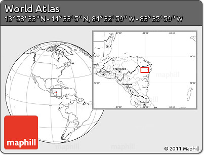 Blank Location Map of the Area around 14° 15' 49" N, 84° 4' 29" W