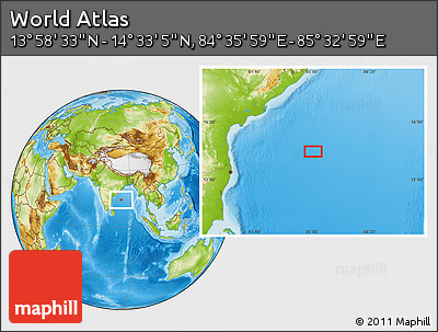 Physical Location Map of the Area around 14° 15' 49" N, 85° 4' 29" E