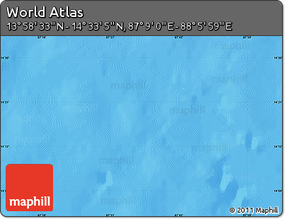 Shaded Relief Map of the Area around 14° 15' 49" N, 87° 37' 30" E