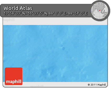 Shaded Relief 3D Map of the Area around 14° 15' 49" N, 88° 28' 29" E