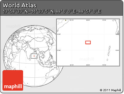 Blank Location Map of the Area around 14° 15' 49" N, 88° 28' 29" E