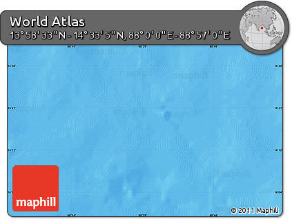 Shaded Relief Map of the Area around 14° 15' 49" N, 88° 28' 29" E