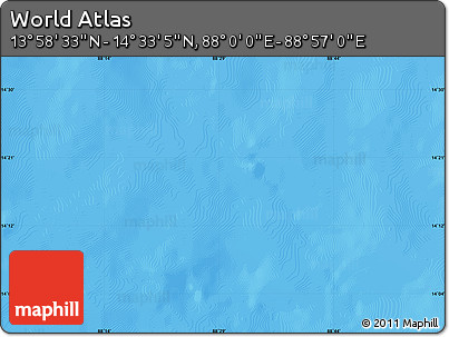 Shaded Relief Map of the Area around 14° 15' 49" N, 88° 28' 29" E