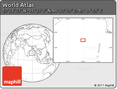 Blank Location Map of the Area around 14° 15' 49" N, 89° 19' 29" E