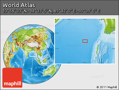 Physical Location Map of the Area around 14° 15' 49" N, 90° 10' 30" E