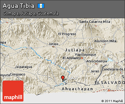 Shaded Relief Panoramic Map of Agua Tibia