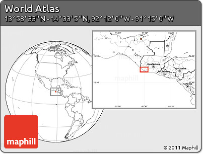 Blank Location Map of the Area around 14° 15' 49" N, 91° 43' 29" W