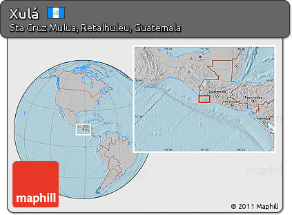 Gray Location Map of Xulá, hill shading