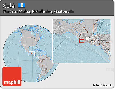 Gray Location Map of Xulá, hill shading