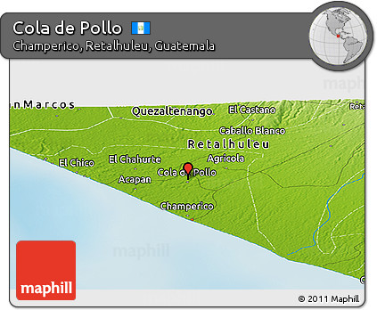 Physical Panoramic Map of Cola De Pollo