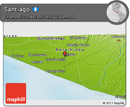 Physical Panoramic Map of Santiago