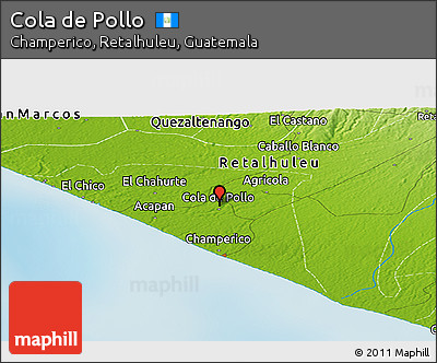 Physical Panoramic Map of Cola De Pollo