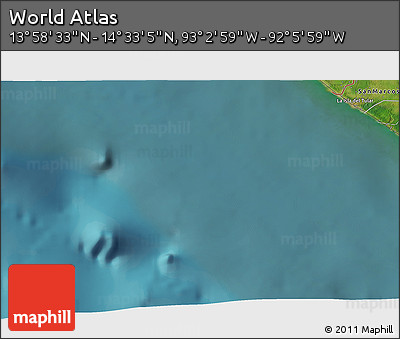 Satellite 3D Map of the Area around 14° 15' 49" N, 92° 34' 29" W