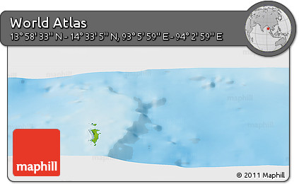 Physical Panoramic Map of the Area around 14° 15' 49" N, 93° 34' 29" E
