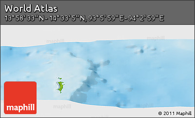 Physical Panoramic Map of the Area around 14° 15' 49" N, 93° 34' 29" E