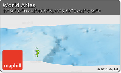 Physical Panoramic Map of the Area around 14° 15' 49" N, 93° 34' 29" E