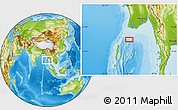 Physical Location Map of the area around 14° 15' 49" N, 94° 25' 30" E