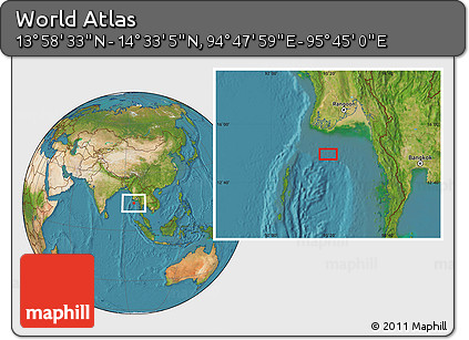 Satellite Location Map of the Area around 14° 15' 49" N, 95° 16' 30" E