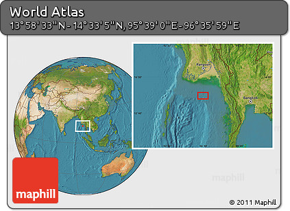 Satellite Location Map of the Area around 14° 15' 49" N, 96° 7' 30" E