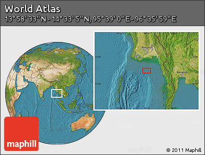 Satellite Location Map of the Area around 14° 15' 49" N, 96° 7' 30" E