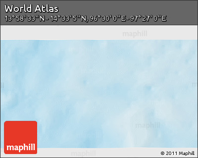 Shaded Relief 3D Map of the Area around 14° 15' 49" N, 96° 58' 29" E