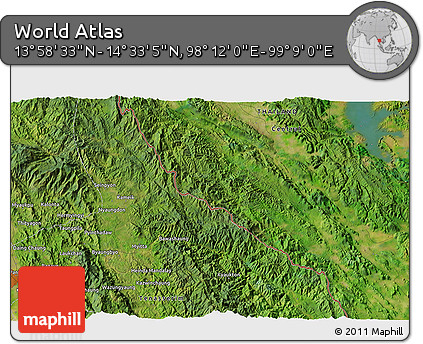 Satellite 3D Map of the Area around 14° 15' 49" N, 98° 40' 30" E