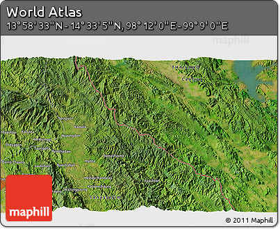 Satellite 3D Map of the Area around 14° 15' 49" N, 98° 40' 30" E