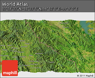 Satellite 3D Map of the Area around 14° 15' 49" N, 98° 40' 30" E