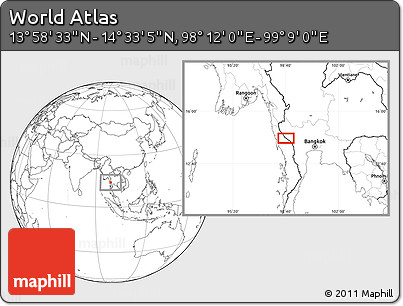 Blank Location Map of the Area around 14° 15' 49" N, 98° 40' 30" E