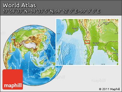Physical Location Map of the Area around 14° 15' 49" N, 98° 40' 30" E
