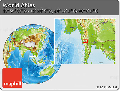 Physical Location Map of the Area around 14° 15' 49" N, 98° 40' 30" E