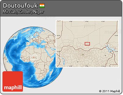 Shaded Relief Location Map of Doutoufouk