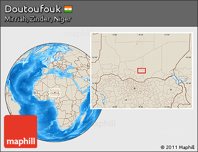Shaded Relief Location Map of Doutoufouk