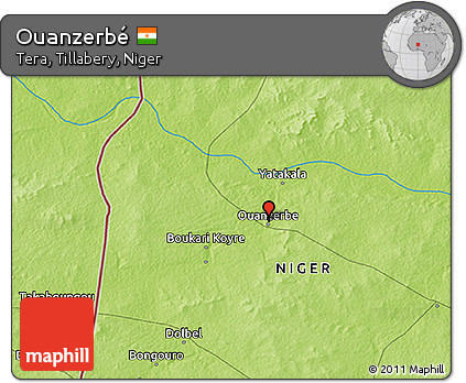 Physical 3D Map of Ouanzerbé
