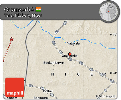 Shaded Relief Map of Ouanzerbé