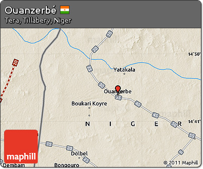 Shaded Relief Map of Ouanzerbé
