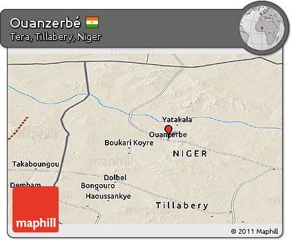 Shaded Relief Panoramic Map of Ouanzerbé