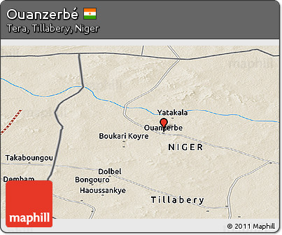 Shaded Relief Panoramic Map of Ouanzerbé