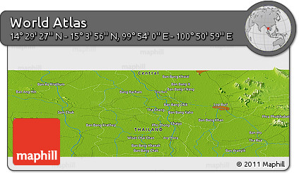 Physical Panoramic Map of the Area around 14° 46' 42" N, 100° 22' 30" E