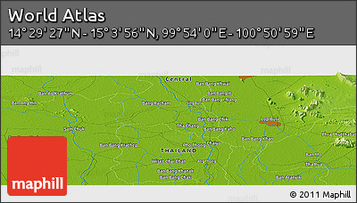Physical Panoramic Map of the Area around 14° 46' 42" N, 100° 22' 30" E