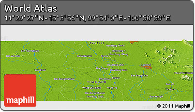 Physical Panoramic Map of the Area around 14° 46' 42" N, 100° 22' 30" E