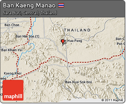 Shaded Relief 3D Map of Ban Kaeng Manao