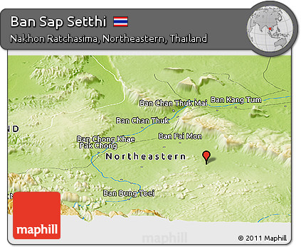 Physical Panoramic Map of Ban Sap Setthi