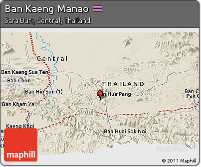 Shaded Relief Panoramic Map of Ban Kaeng Manao