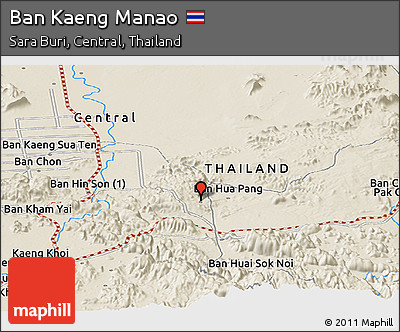 Shaded Relief Panoramic Map of Ban Kaeng Manao