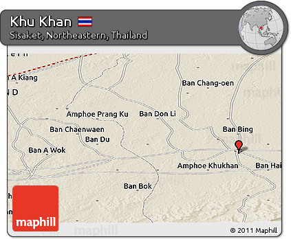 Shaded Relief Panoramic Map of Khu Khan